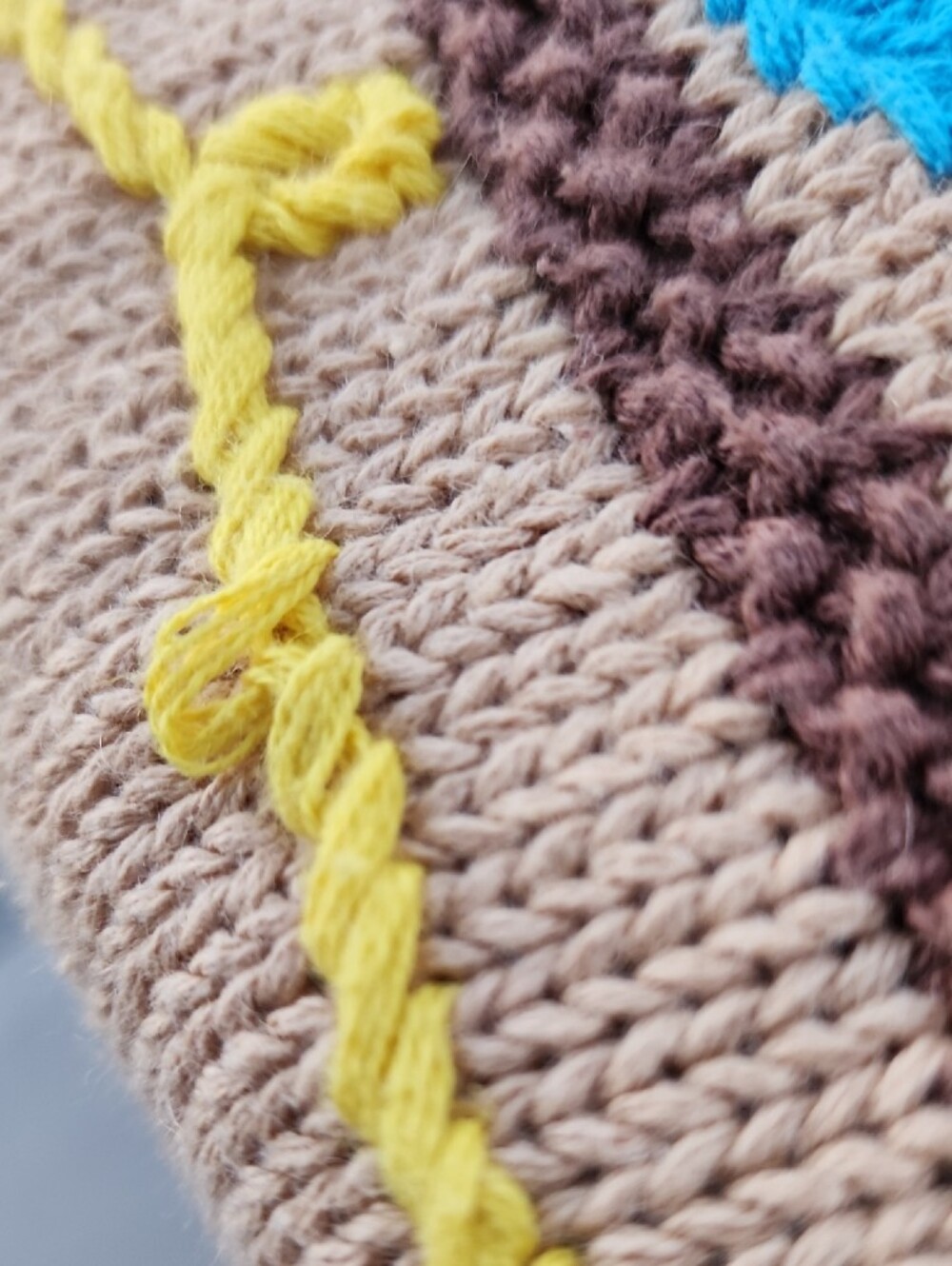 Storybook Knits Beige Cat Embroidered Cardigan with Multicolor Trim - Picture 8 of 16